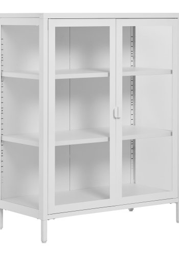 HOUSE NORDIC Brisbane vitrineskab, m., 2 glaslger og 2 hylder - hvid stl