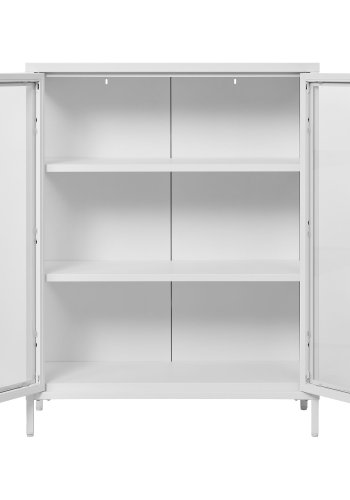 HOUSE NORDIC Brisbane vitrineskab, m., 2 glaslger og 2 hylder - hvid stl