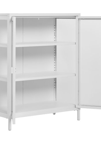 HOUSE NORDIC Brisbane vitrineskab, m., 2 glaslger og 2 hylder - hvid stl