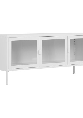 HOUSE NORDIC Brisbane TV-bord, m. 3 glaslger - hvid stl (130x40)