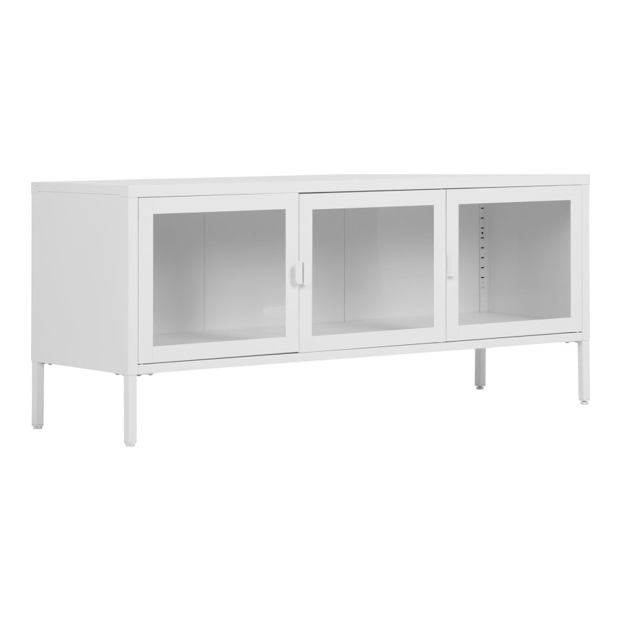 HOUSE NORDIC Brisbane TV-bord, m. 3 glaslger - hvid stl (130x40)