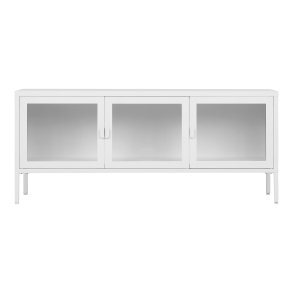 HOUSE NORDIC Brisbane TV-bord, m. 3 glaslger - hvid stl (130x40)