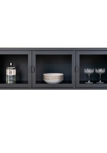 HOUSE NORDIC Brisbane TV-bnk, m. 3 glaslger - sort stl (40x130)