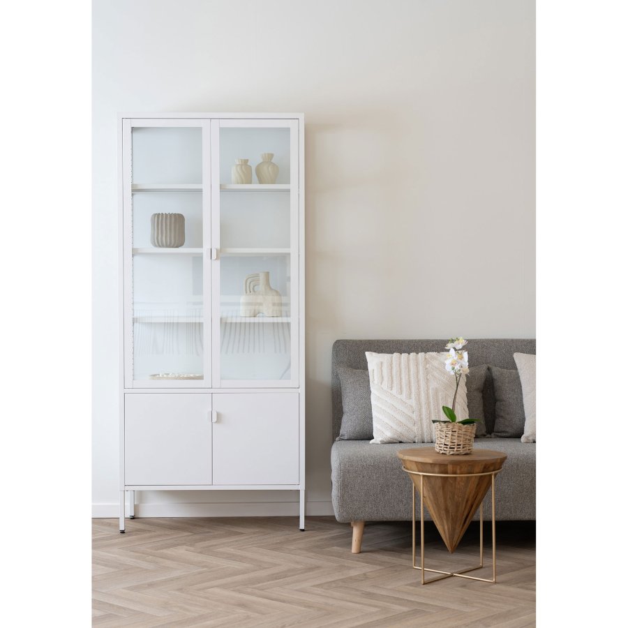 HOUSE NORDIC  Brisbane Vitrineskab - Vitrineskab, 4 lger, stl, hvid 80x35x180 cm