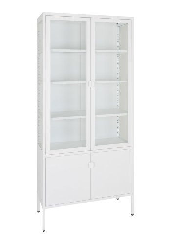 HOUSE NORDIC  Brisbane Vitrineskab - Vitrineskab, 4 lger, stl, hvid 80x35x180 cm