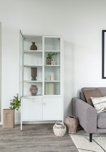 HOUSE NORDIC  Brisbane Vitrineskab - Vitrineskab, 4 lger, stl, hvid 80x35x180 cm