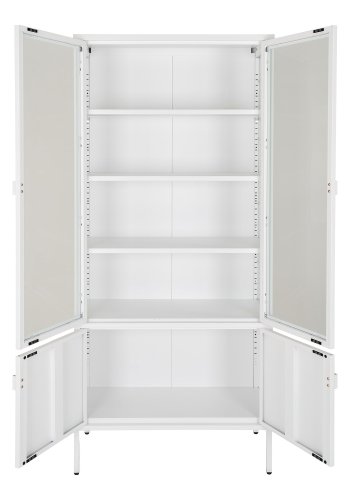 HOUSE NORDIC  Brisbane Vitrineskab - Vitrineskab, 4 lger, stl, hvid 80x35x180 cm