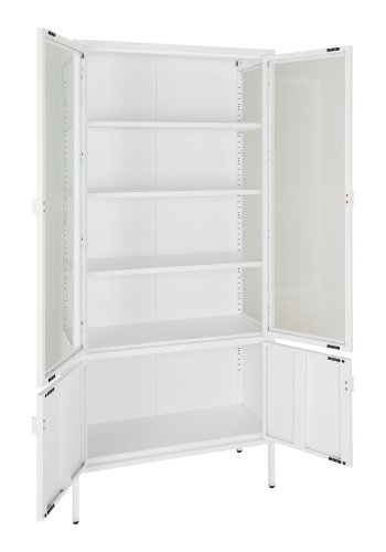 HOUSE NORDIC  Brisbane Vitrineskab - Vitrineskab, 4 lger, stl, hvid 80x35x180 cm