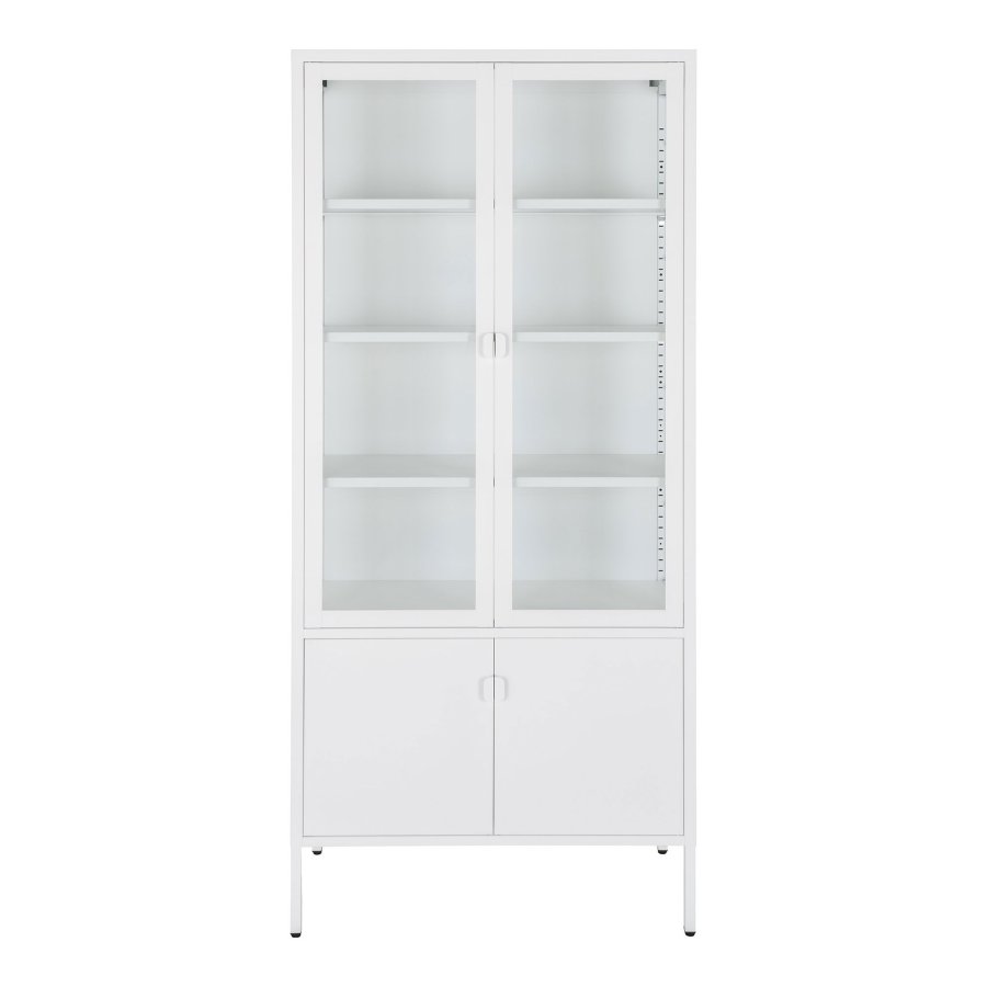 HOUSE NORDIC  Brisbane Vitrineskab - Vitrineskab, 4 lger, stl, hvid 80x35x180 cm