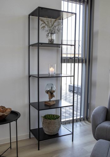 HOUSE NORDIC rektangulr Vita reol, m. 4 hylder - sort melamin og stl