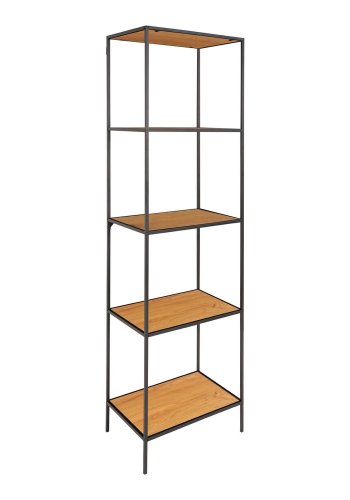 HOUSE NORDIC Vita reol, m. 5 hylder - natur melamin og sort stl (170x36)