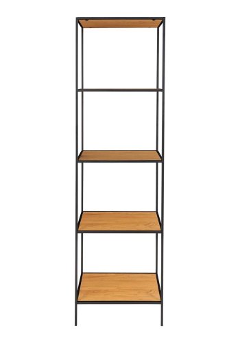 HOUSE NORDIC Vita reol, m. 5 hylder - natur melamin og sort stl (170x36)