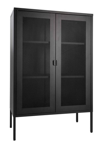 HOUSE NORDIC Melbourne vitrineskab, m. 2 trdnetslger og 2 hylder - sort stl