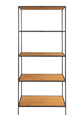 HOUSE NORDIC Vita reol, m. 5 hylder - natur melamin og sort stl (170x80)