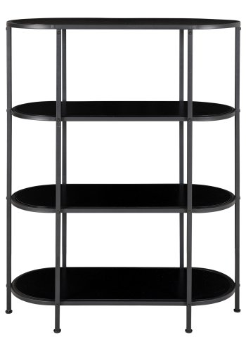 HOUSE NORDIC Vita reol, m. 4 hylder - sort melaminfolie og sort stl