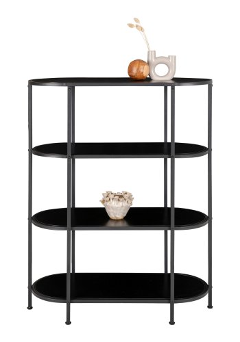 HOUSE NORDIC Vita reol, m. 4 hylder - sort melaminfolie og sort stl