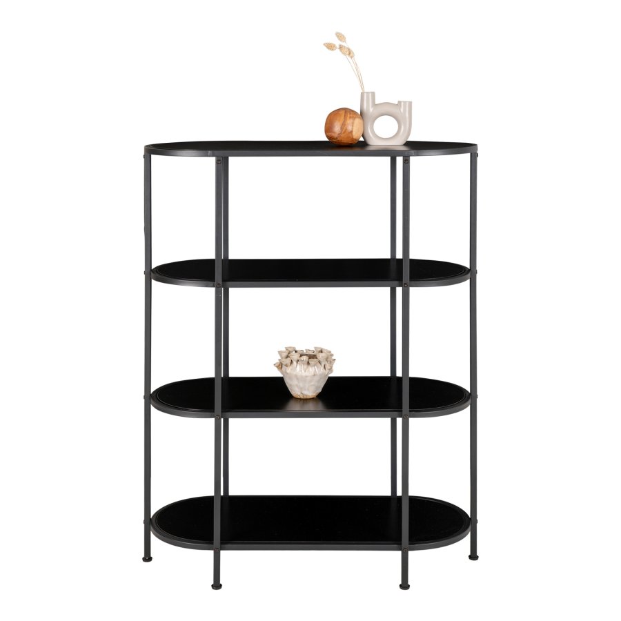 HOUSE NORDIC Vita reol, m. 4 hylder - sort melaminfolie og sort stl