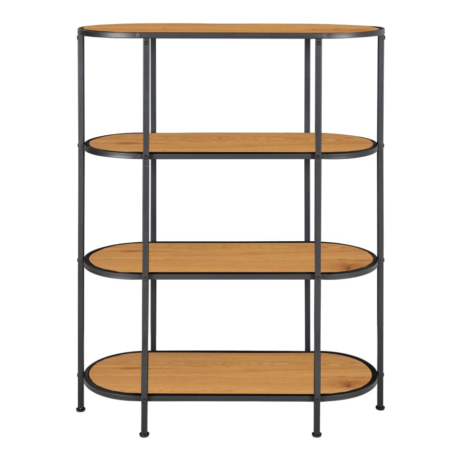 HOUSE NORDIC Vita reol, m. 4 hylder - natur melaminfolie og sort stl