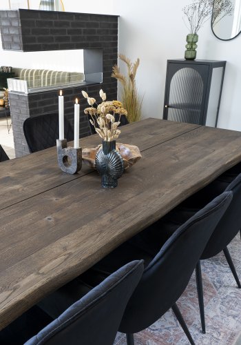 HOUSE NORDIC Adelaide vitrineskab, m. 1 riflet glaslge - sort stl