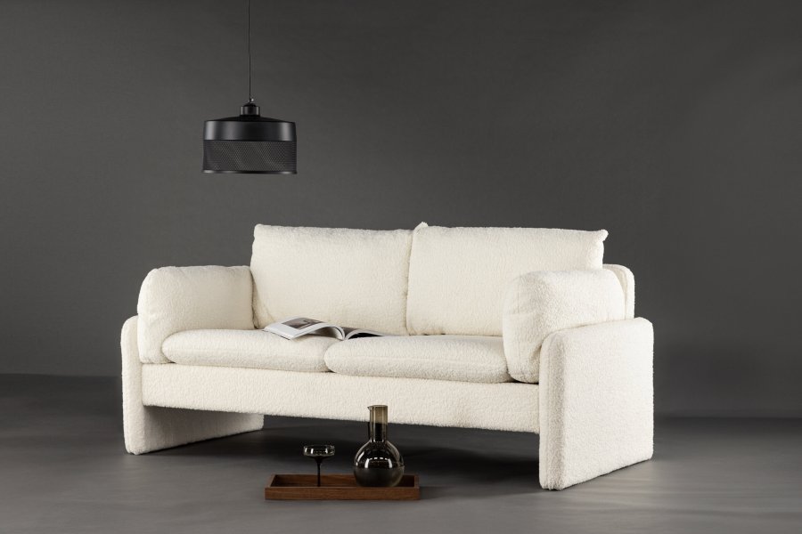 VENTURE DESIGN Vindel 2 pers. sofa - hvid polyester bamsestof