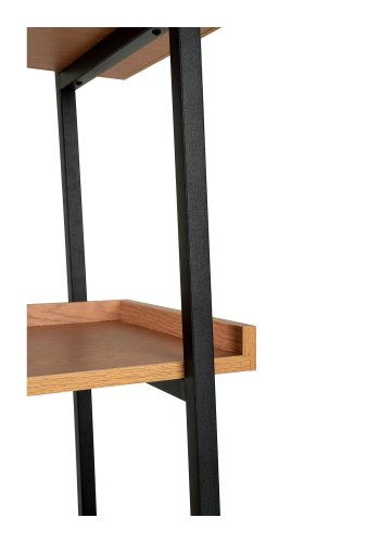 HOUSE NORDIC Reol, askefiner, sort metal stel, 6 hylder, 80x35x185 cm