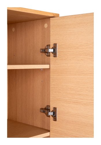 HOUSE NORDIC Vitrinskab, egefiner, sorte metalben, 2 lger, 80x40x130 cm