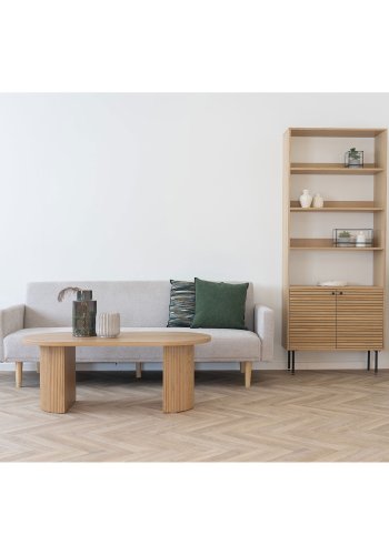 HOUSE NORDIC Kyoto reol, m. 2 lger, 4 hylder - natur melamin/egefiner og sort stl