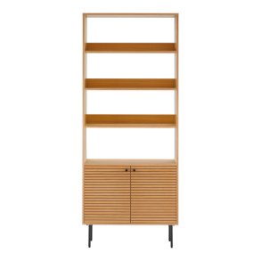 HOUSE NORDIC Kyoto reol, m. 2 lger, 4 hylder - natur melamin/egefiner og sort stl