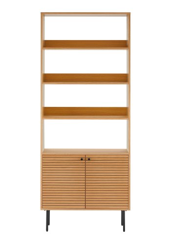 HOUSE NORDIC Kyoto reol, m. 2 lger, 4 hylder - natur melamin/egefiner og sort stl