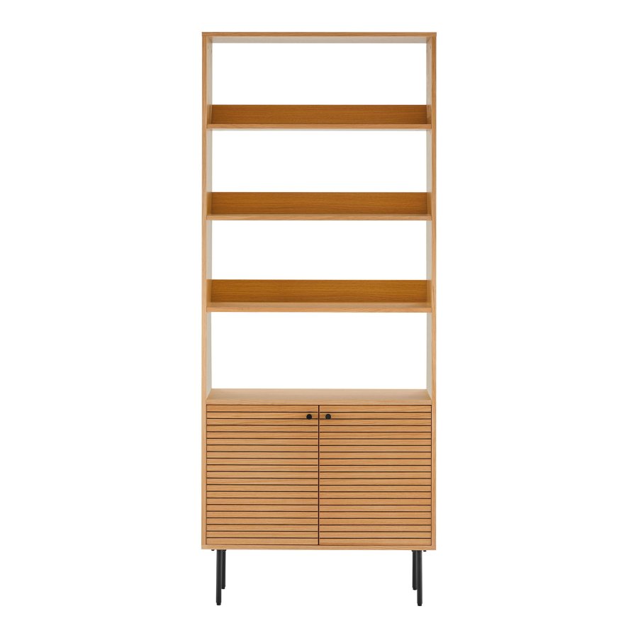 HOUSE NORDIC Kyoto reol, m. 2 lger, 4 hylder - natur melamin/egefiner og sort stl