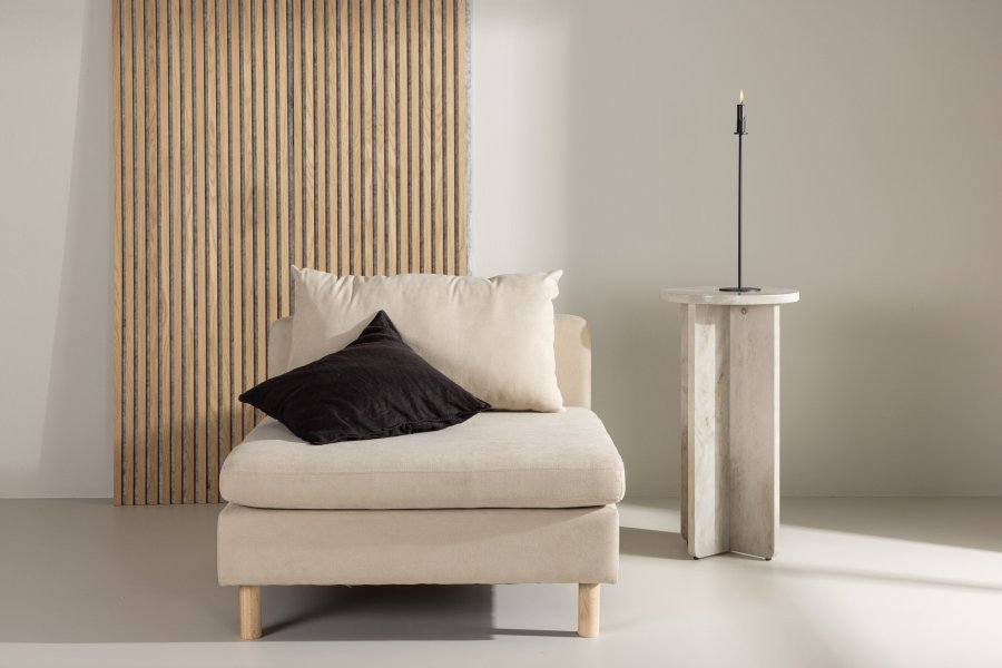 VENTURE DESIGN Zero lnestol - beige polyester og natur gummitr