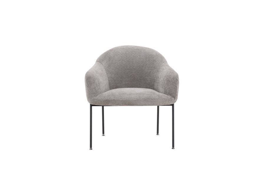 VENTURE DESIGN Catania lnestol, m. armln - lysegr polyester bouclé og sort stl