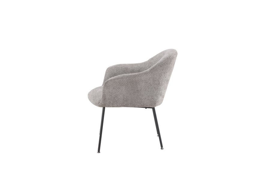 VENTURE DESIGN Catania lnestol, m. armln - lysegr polyester bouclé og sort stl