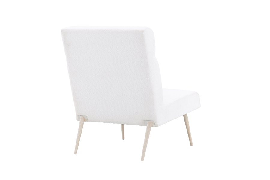 VENTURE DESIGN Bloom lnestol - hvid polyester bamsestof og hvidvasket stl