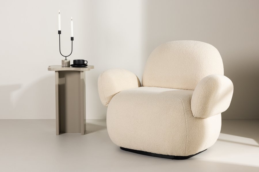 VENTURE DESIGN Sevilla lnestol, m. armln - beige chenille stof og plastik