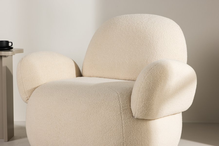 VENTURE DESIGN Sevilla lnestol, m. armln - beige chenille stof og plastik