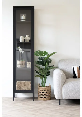 HOUSE NORDIC Brisbane smalt vitrineskab, m. 1 glaslge og 3 hylder - sort stl