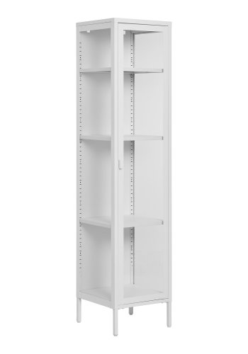 HOUSE NORDIC Brisbane smalt vitrineskab, m. 1 glaslge og 3 hylder - hvid stl