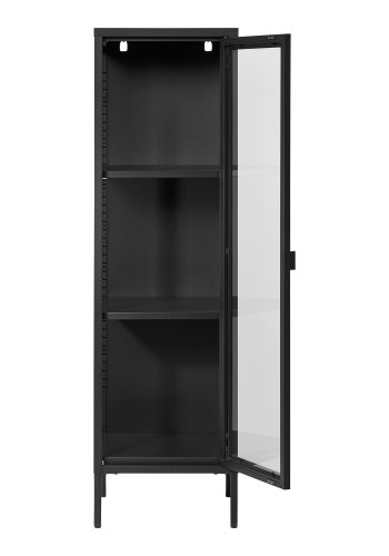 HOUSE NORDIC Brisbane smalt vitrineskab, m. 1 glaslge og 2 hylder - sort stl