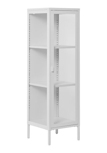 HOUSE NORDIC Brisbane smalt vitrineskab, m. 1 glaslge og 2 hylder - hvid stl