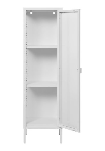 HOUSE NORDIC Brisbane smalt vitrineskab, m. 1 glaslge og 2 hylder - hvid stl