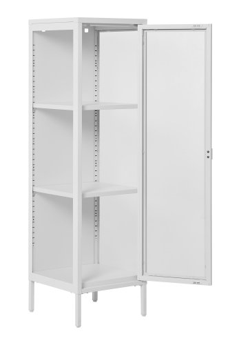 HOUSE NORDIC Brisbane smalt vitrineskab, m. 1 glaslge og 2 hylder - hvid stl