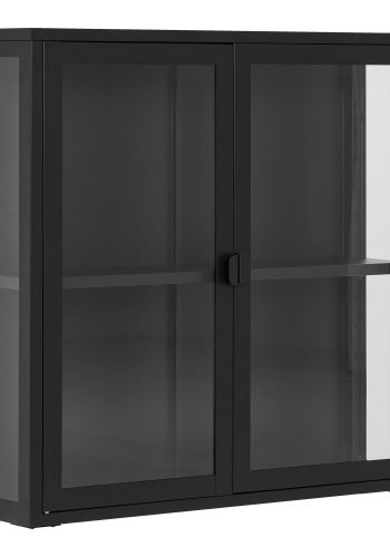 HOUSE NORDIC Brisbane vghngt vitrineskab, m. 2 glaslger og 1 hylde - sort stl