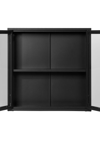 HOUSE NORDIC Brisbane vghngt vitrineskab, m. 2 glaslger og 1 hylde - sort stl