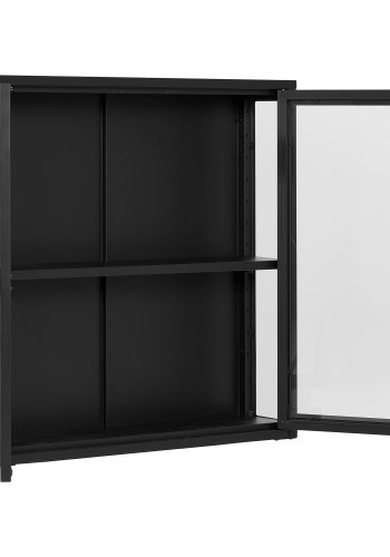 HOUSE NORDIC Brisbane vghngt vitrineskab, m. 2 glaslger og 1 hylde - sort stl