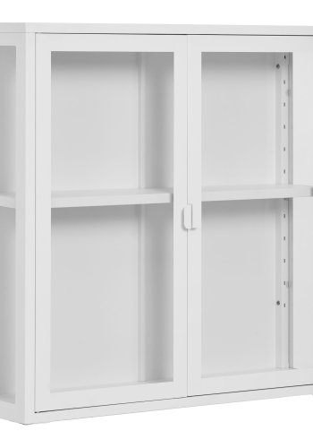 HOUSE NORDIC Brisbane vghngt vitrineskab, m. 2 glaslger og 1 hylde - hvid stl