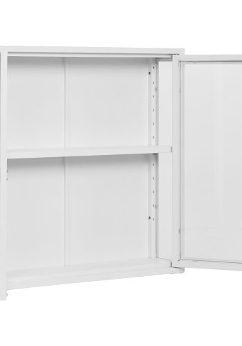 HOUSE NORDIC Brisbane vghngt vitrineskab, m. 2 glaslger og 1 hylde - hvid stl