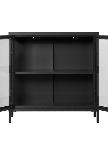 HOUSE NORDIC Dalby vitrineskab, m. 2 glaslger og 1 hylde - sort stl