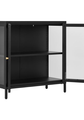 HOUSE NORDIC Dalby vitrineskab, m. 2 glaslger og 1 hylde - sort stl
