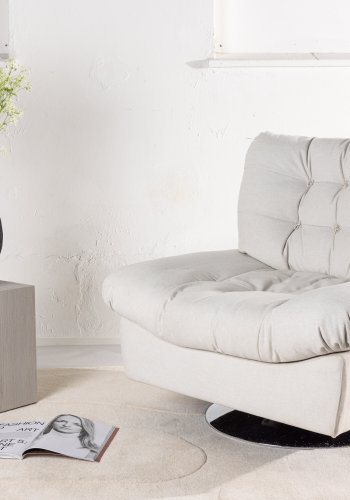 VENTURE DESIGN Florens lnestol - offwhite polyester og krom stl